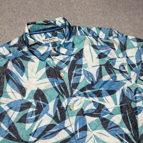 Tommy Bahama Other - Tommy Bahama The Coconut Point IslandZone Blue Tropical Leaf Shirt Mens Medium